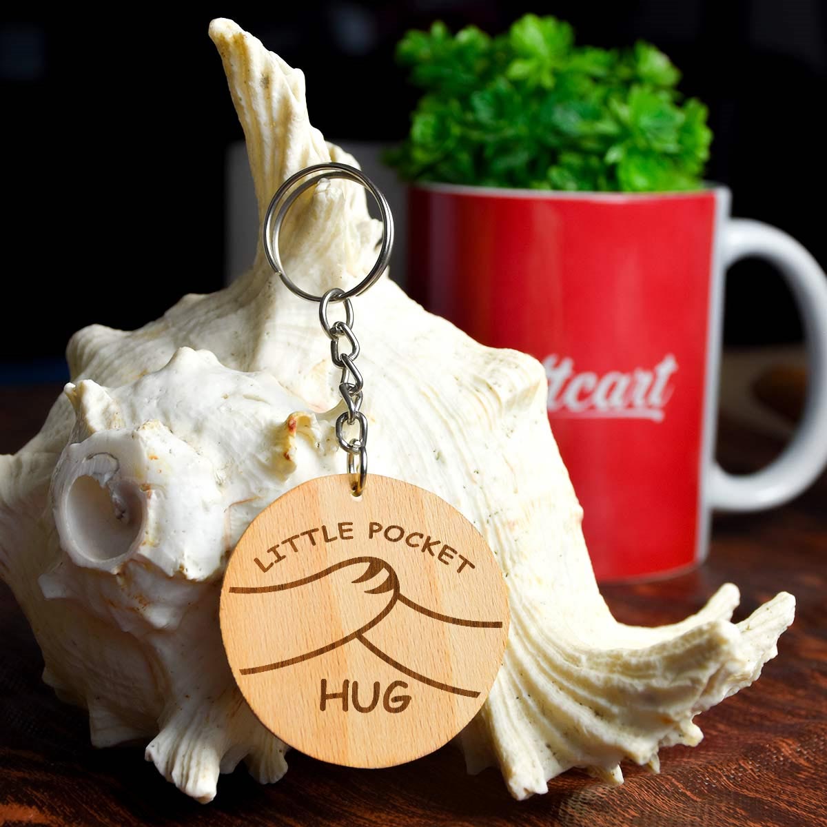 Little Pocket Hug Engraved Wooden Keychain