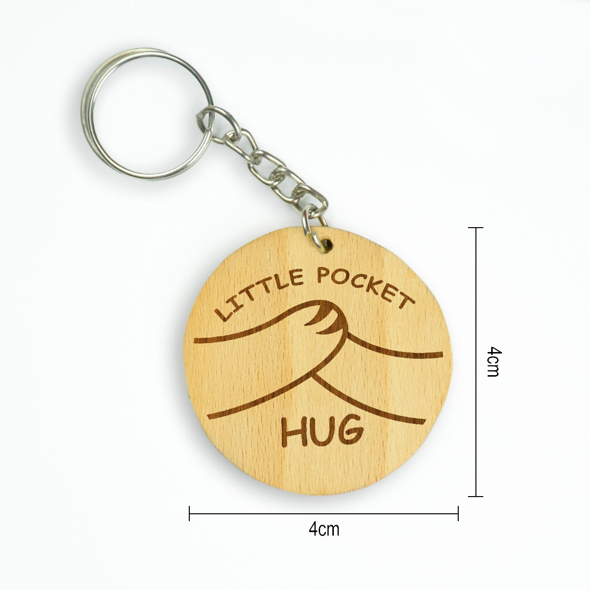 Little Pocket Hug Engraved Wooden Keychain