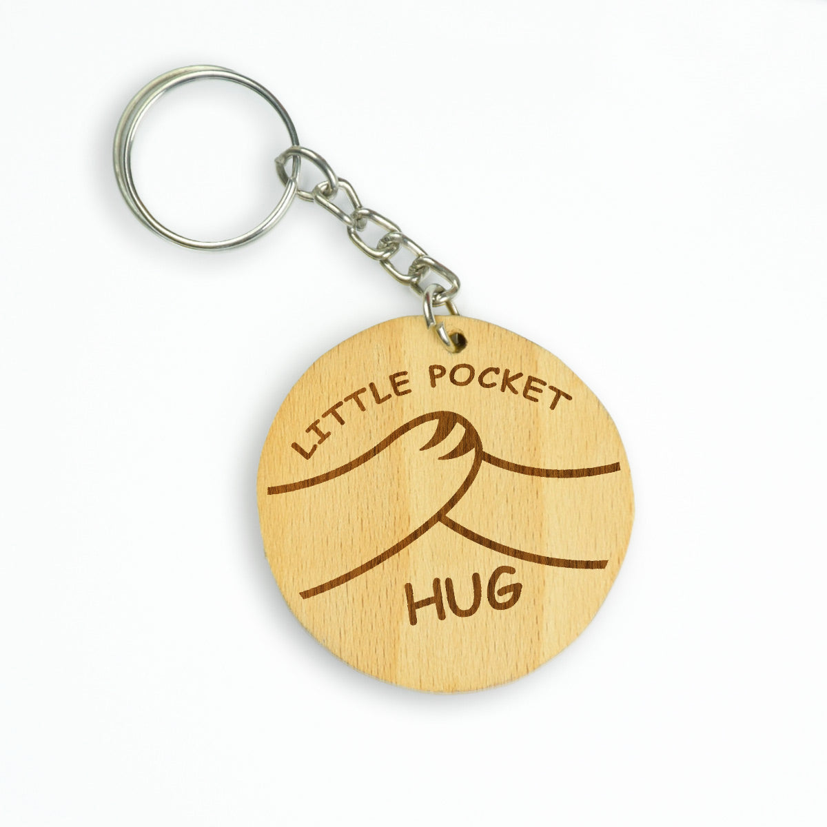 Little Pocket Hug Engraved Wooden Keychain