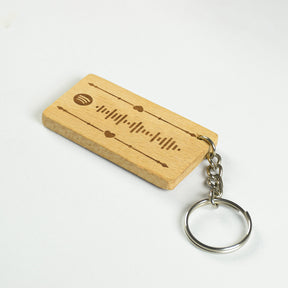 Rectangular Engraved Wooden Personalised Sound Track Keychain
