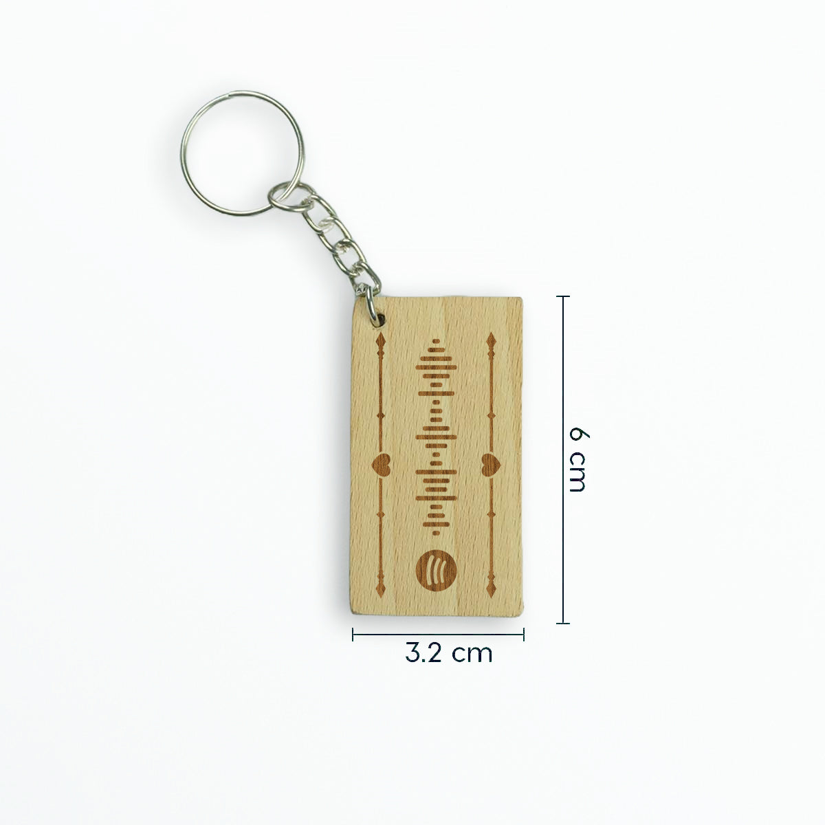 Rectangular Engraved Wooden Personalised Sound Track Keychain