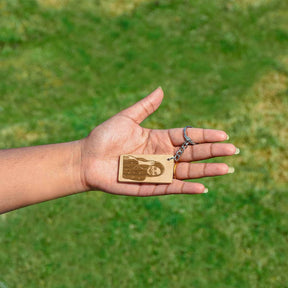 Rectangular Engraved Wooden Photo Keychain