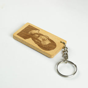 Rectangular Engraved Wooden Personalised Men Photo Keychain