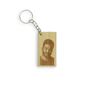 Rectangular Engraved Wooden Personalised Men Photo Keychain