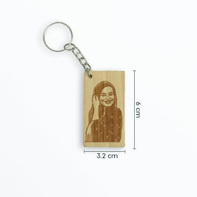 Rectangular Engraved Wooden Personalised Men Photo Keychain