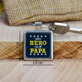 Papa My Hero Metal Keychain