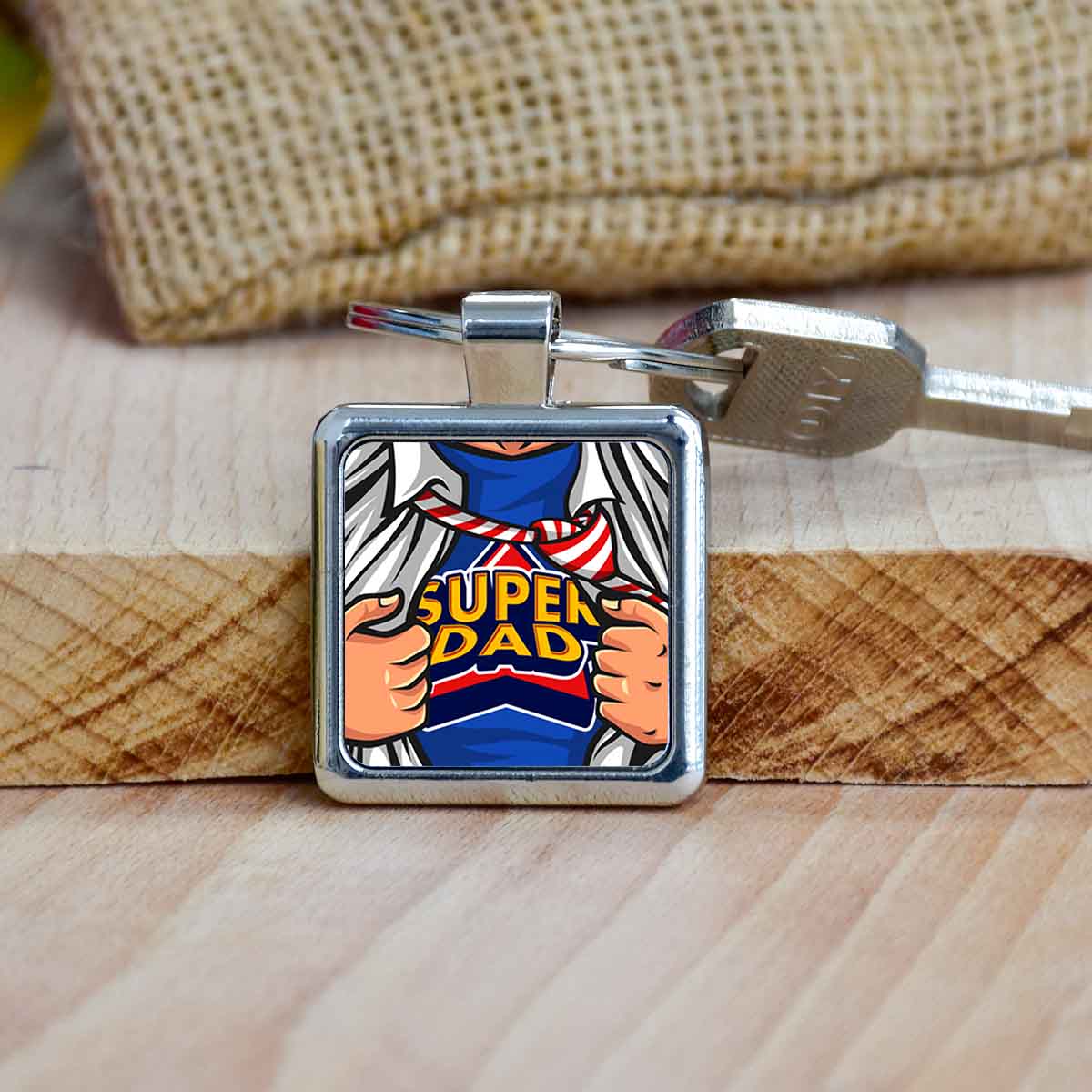 SuperDad Metal Keychain
