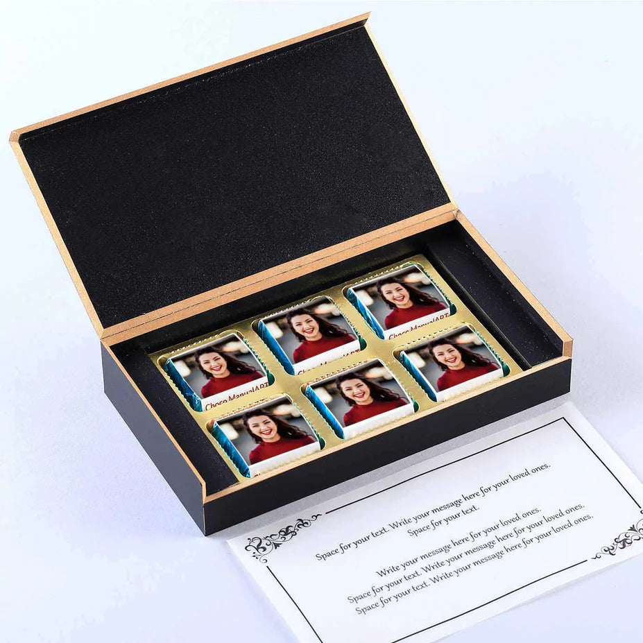 Red & Black women's day personalised chocolates gift