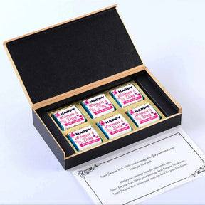 Woman's shadow printed pink designer gift of chocolates