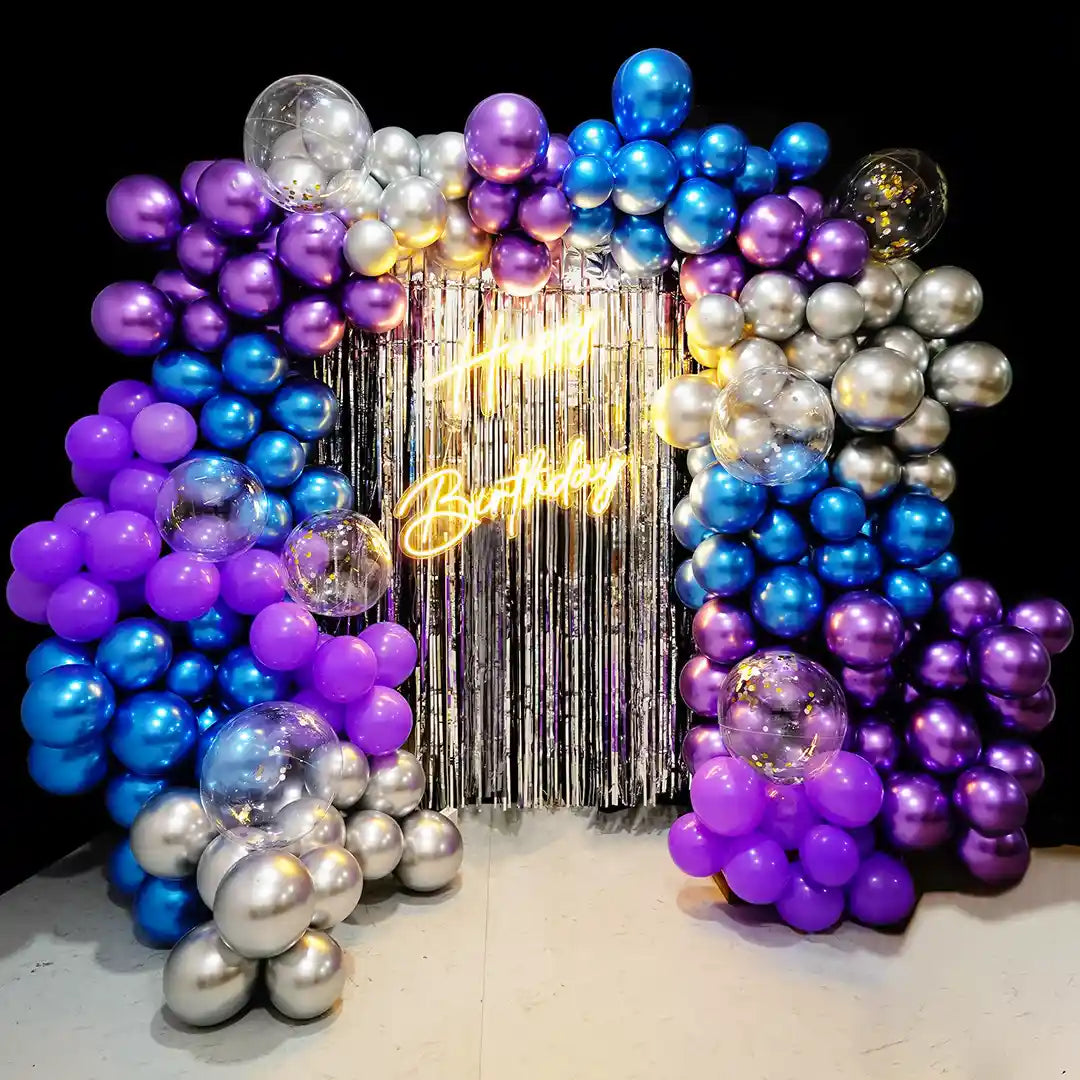 Blue and Purple Symphony Balloon Arch Decor