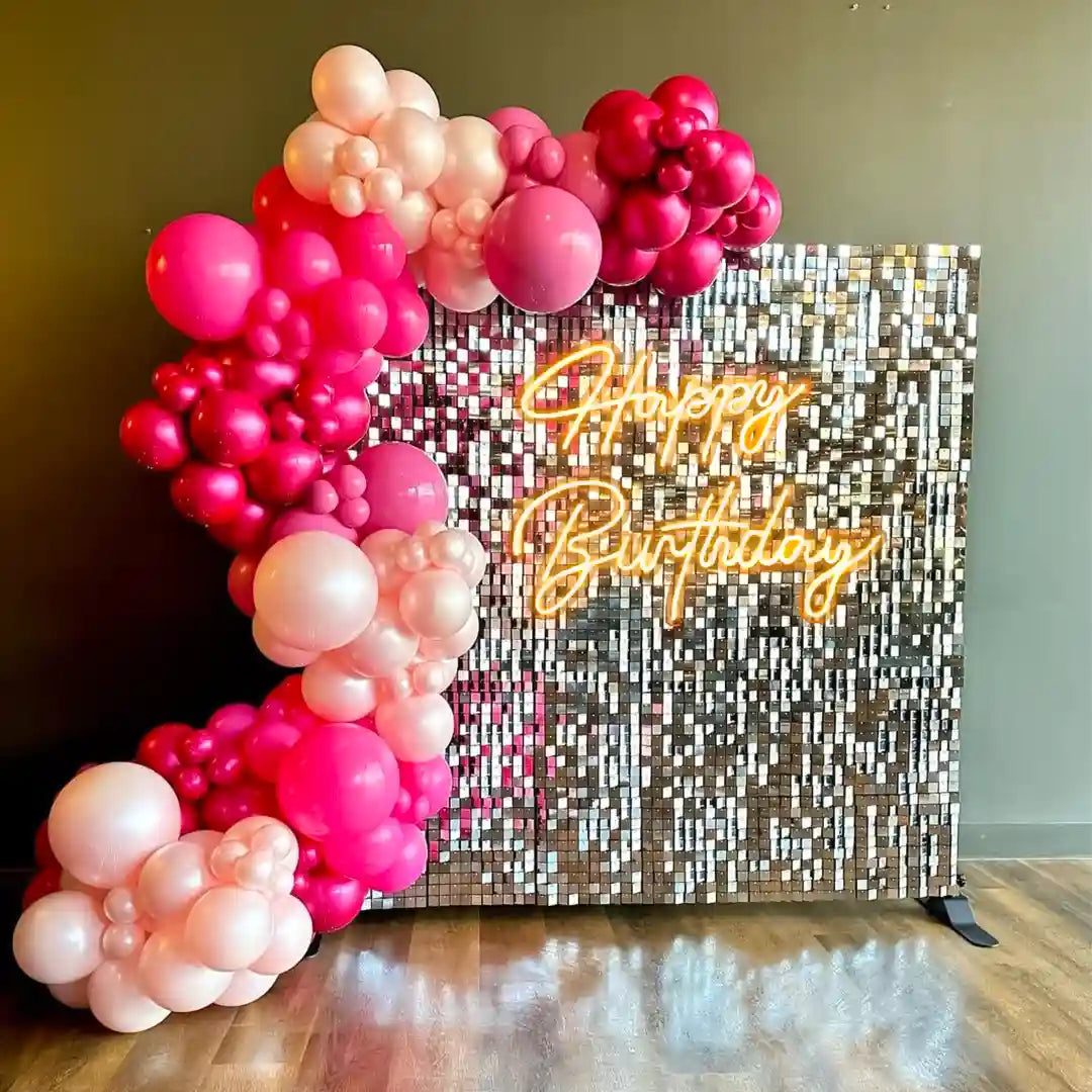 Pink and Silver Sequin Birthday Decoration
