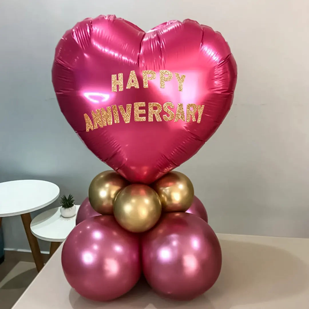 Happy Anniversary Chrome Balloon Set-Pink