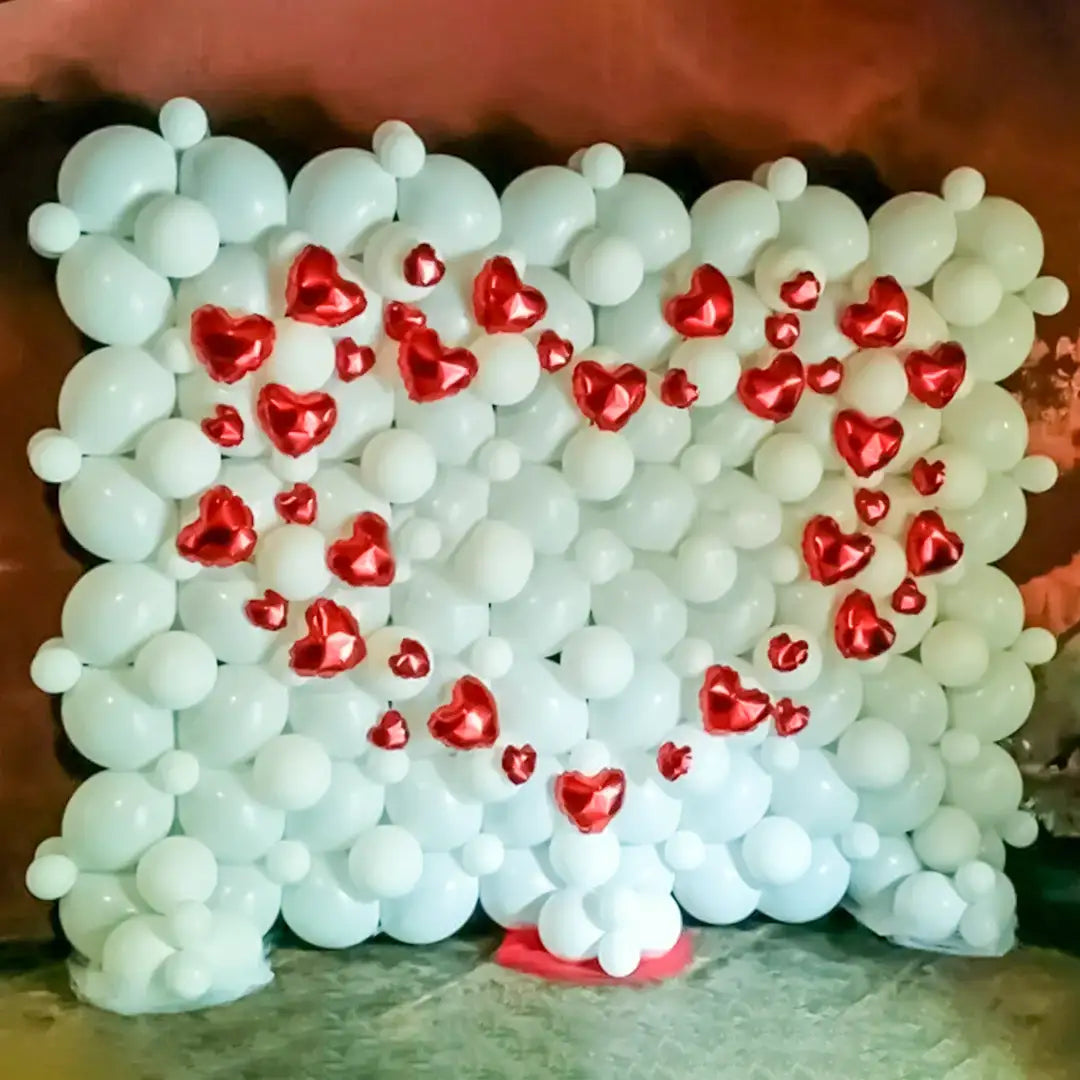 Heart Themed White Balloons Wall decoration