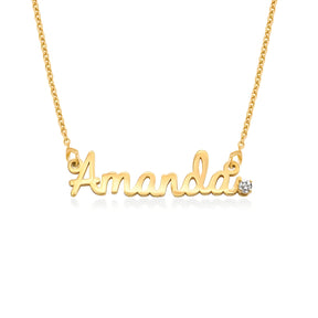Personalised Diamond Studded Cursive Name Pendant