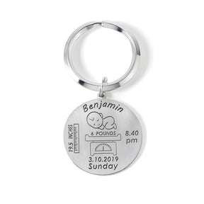 Personalised Engraved Baby Birth Keychain