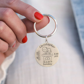 Personalised Engraved Baby Birth Keychain