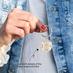 Personalised Engraved Baby Birth Keychain