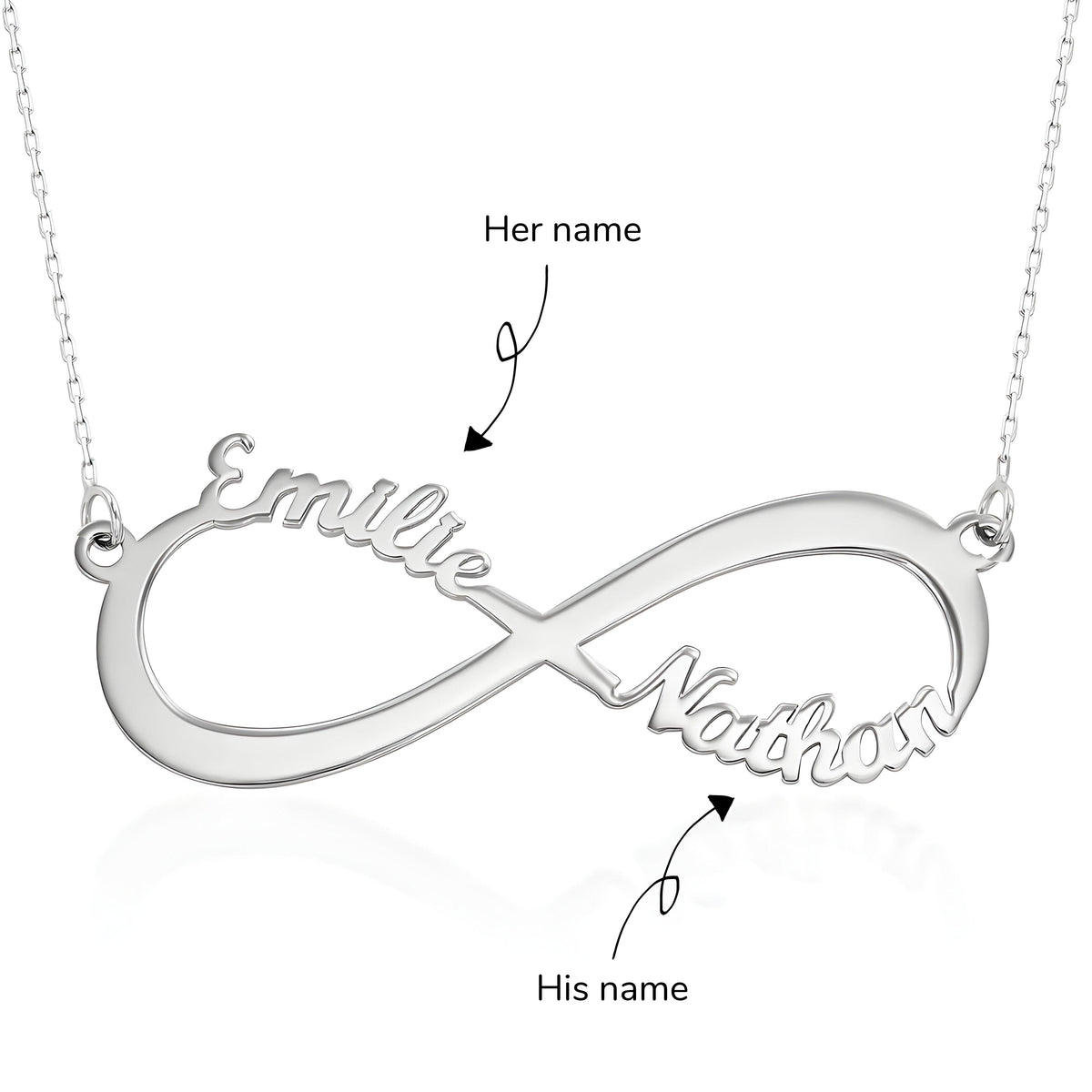 Personalised Infinity Couple Name Pendant