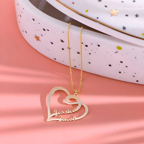 Personalised Our Heart Couple Name Pendant