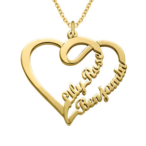 Personalised Our Heart Couple Name Pendant