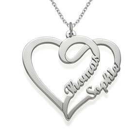 Personalised Our Heart Couple Name Pendant