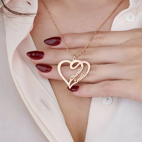 Personalised Our Heart Couple Name Pendant