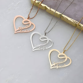Personalised Our Heart Couple Name Pendant