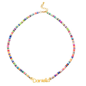 Personalised Rainbow Fimo Beads Name Pendant