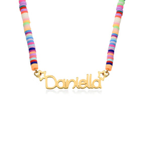 Personalised Rainbow Fimo Beads Name Pendant