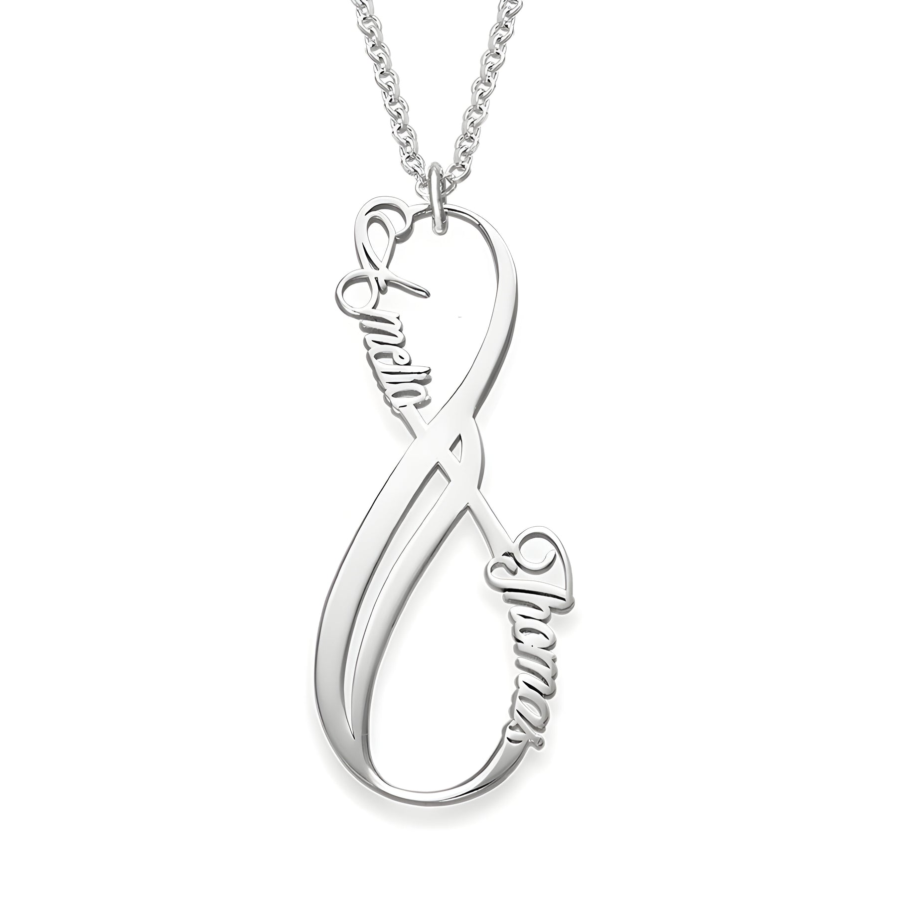 Personalised Vertical Infinity Couple Name Pendant