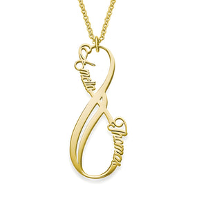 Personalised Vertical Infinity Couple Name Pendant