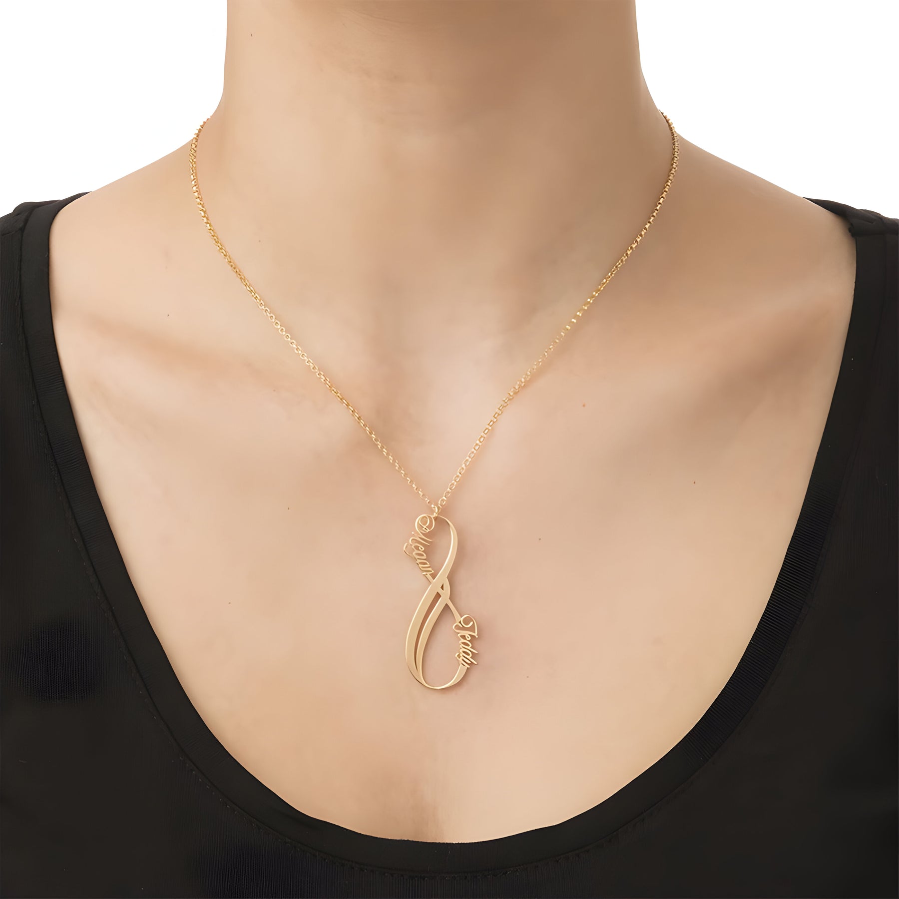 Personalised Vertical Infinity Couple Name Pendant