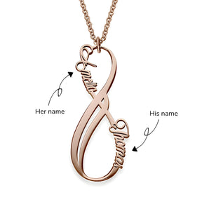Personalised Vertical Infinity Couple Name Pendant