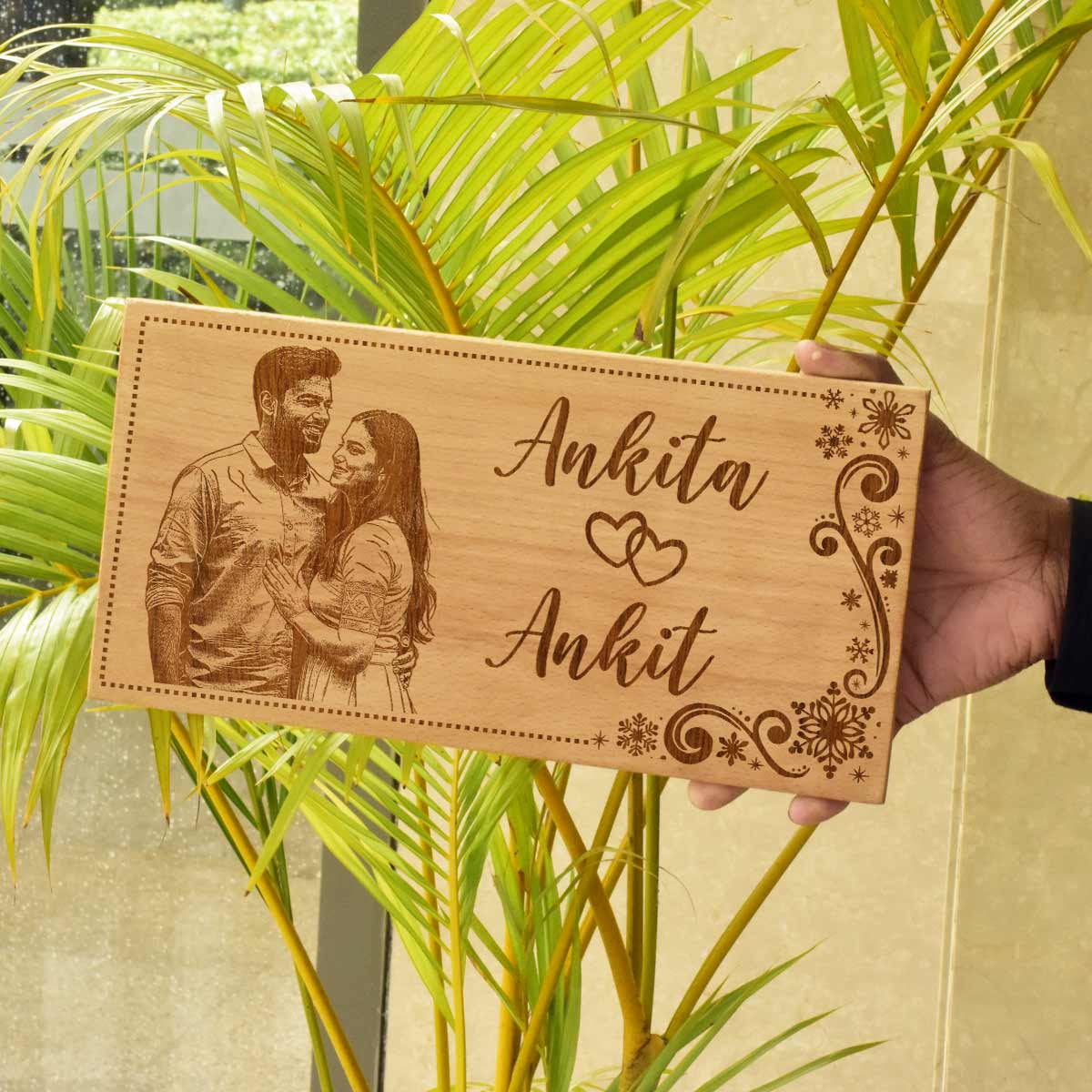 Beechwood Engraved Photo Door Name Plate