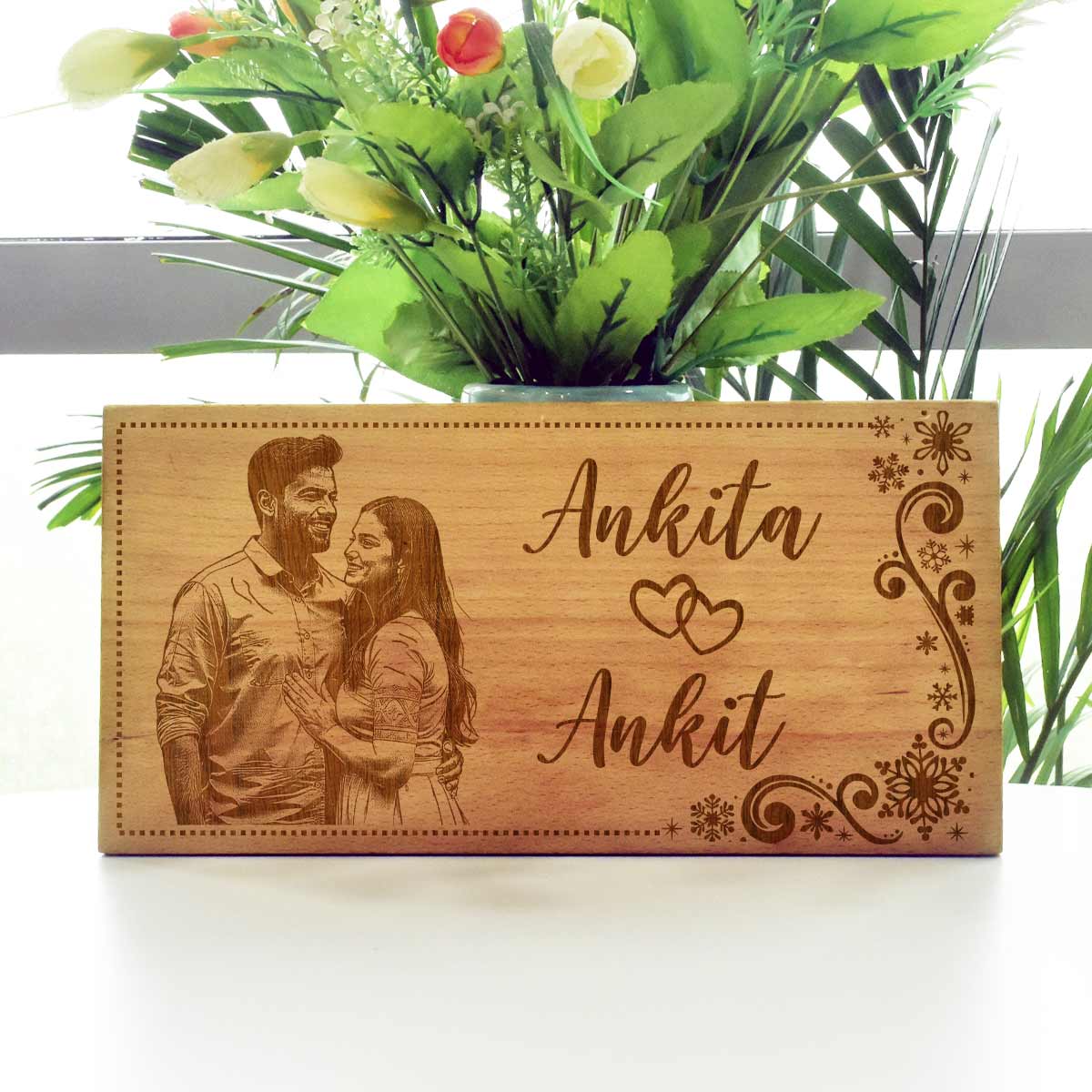 Beechwood Engraved Photo Door Name Plate