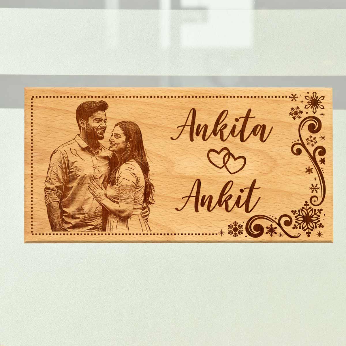 Beechwood Engraved Photo Door Name Plate