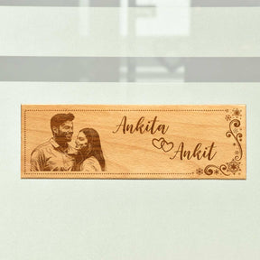 Beechwood Engraved Photo Door Name Plate