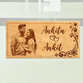 Beechwood Engraved Photo Door Name Plate