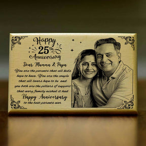 Customized 25th Anniversary Engraved Wooden Photo Frame for Parents