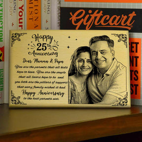 Customized 25th Anniversary Engraved Wooden Photo Frame for Parents
