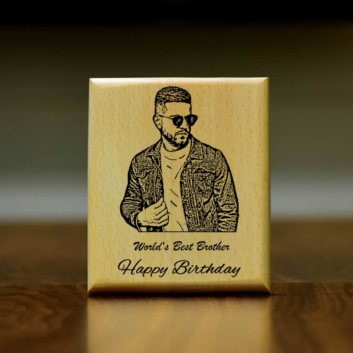 Customized Birthday Engraved Wooden Photo Frame for World's Best Brother-2