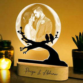 Personalized Moon Tree Photo Lamp Gift For Couple