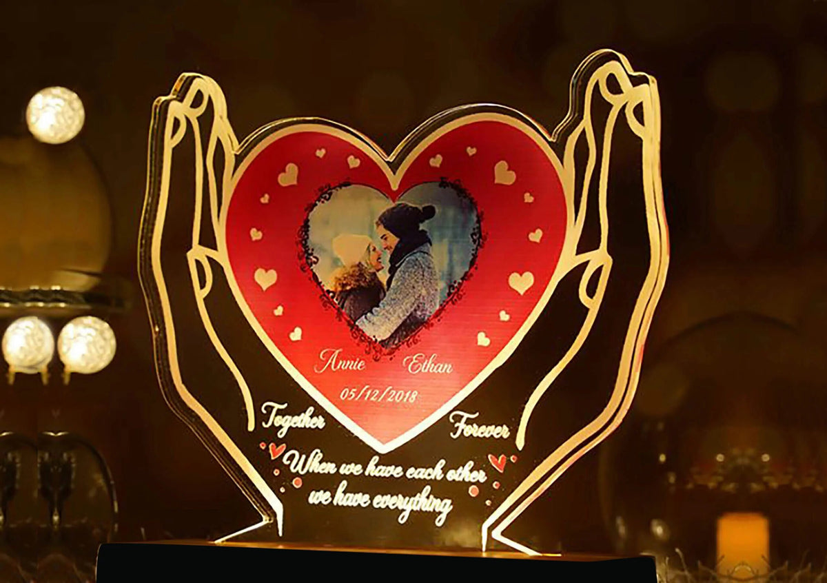 Personalized Together Forever Heart Photo Led Lamp Gift For Valentine's Day