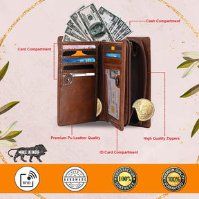 Vegan Leather Photo Wallet Personalized Mothers Day Gift (Brown)