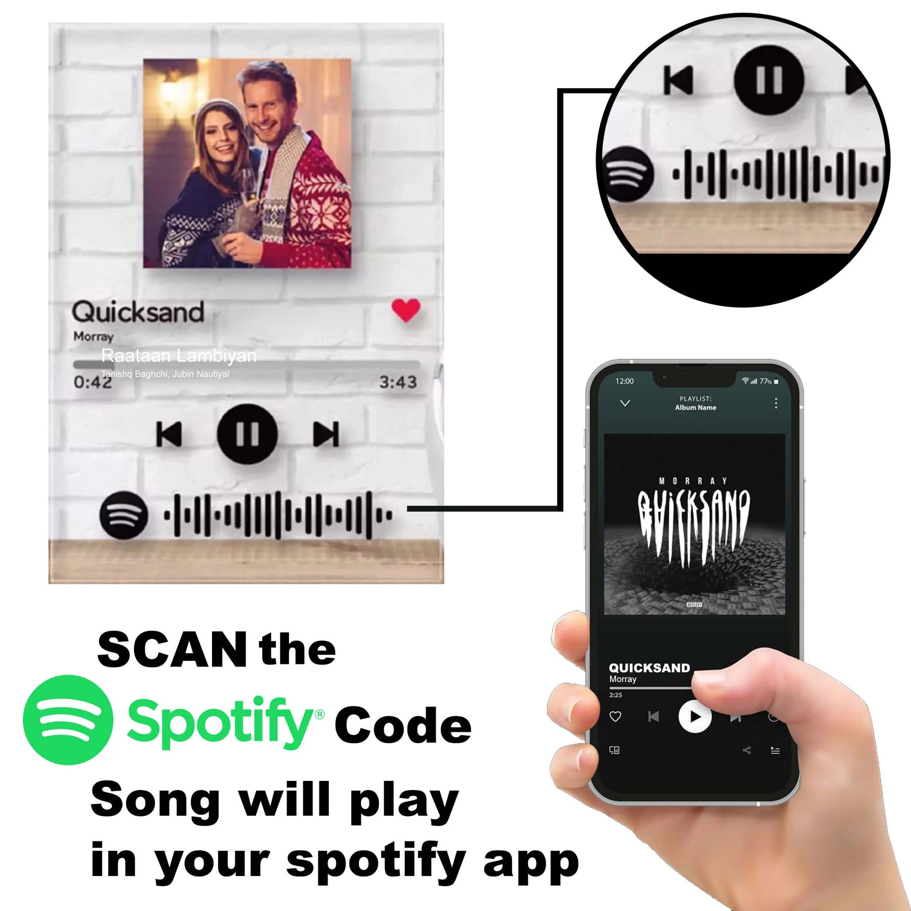 Personalized Acrylic Spotify Plaque With Photo And Scannable Code