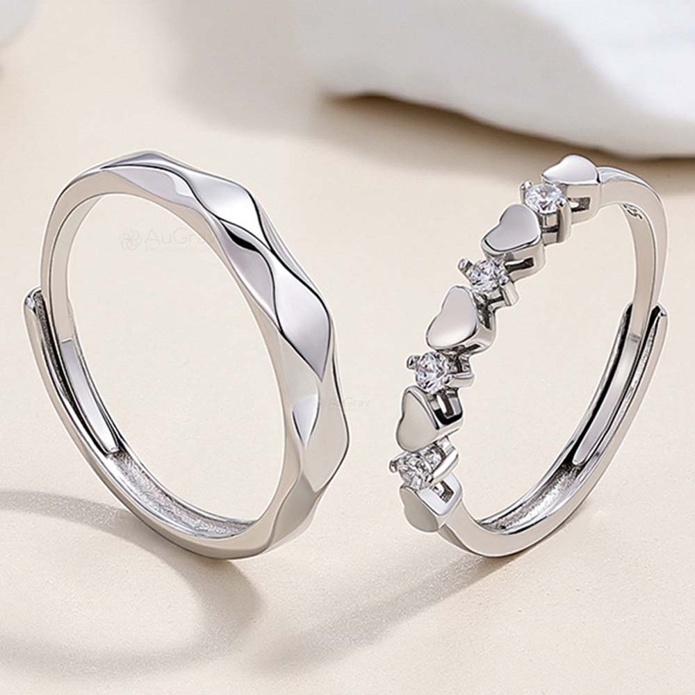 Graceful Gradients Joinable Adjustable 925 Sterling Silver Couple Rings