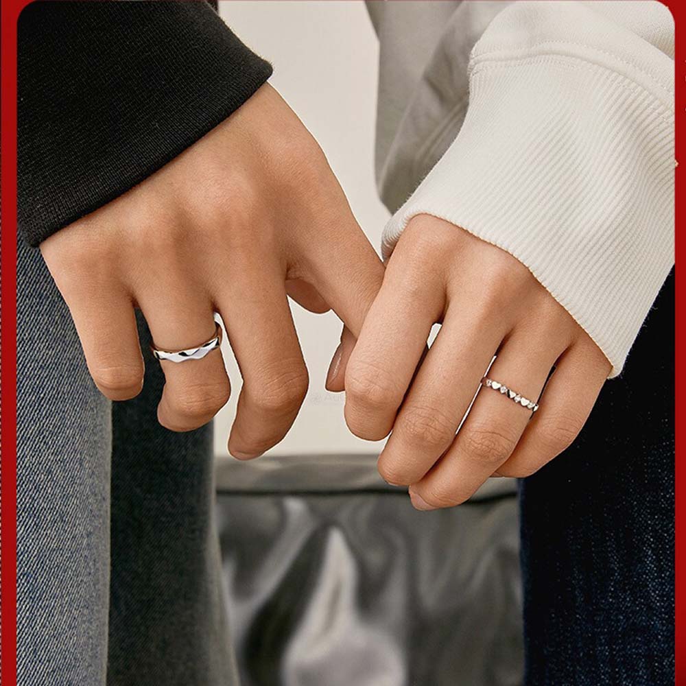 Graceful Gradients Joinable Adjustable 925 Sterling Silver Couple Rings