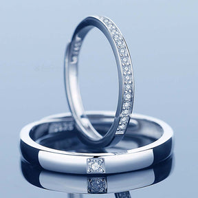 Radiant Stone Adjustable 925 Sterling Silver Couple Rings
