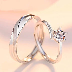 Whispering Stones Adjustable 925 Sterling Silver Couple Rings