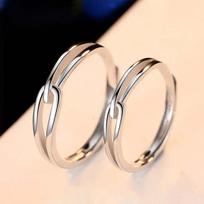 Radiant Love Adjustable 925 Sterling Silver Couple Rings